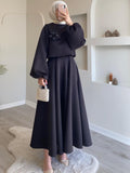 2024 New Middle East Dubai Flower Lantern Sleeve Loose Dress Dress Dress Suit Two Sets