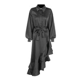 Temperament Fashion Court Style 2025 New Collar Single-D Row Buckle Bubble Sleeve Irregularly Spliced With Dress Woman
