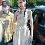 Xiaotong Star Of The Same 23 New Chen Beads Embroidery Dress Design Birthday Party Highlight Dress