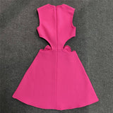 Sexy Hollow Three-Dimensional Flowers Sleeveless Banded Skirt Party Party Party Banquet Dress Tie