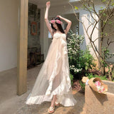 Niche Sling Dress Woman Seaside Holiday Dress Super Fairy Birthday Dress Engagement Morning Robe Banquet Dress DJPT