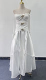 Babes Sling Skirt 2025 Summer New Out-Shoulder Long-Sleeved Pin Shoulder Strap Corset Dress Dress Woman