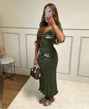 Summer Women's New Short Sleeve V-Neck Dress