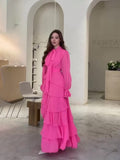 The Autumn Of 2024, The New Lotus Leaf Side Splicing Court Chiffon Design Sense Semi-High Collar Dress