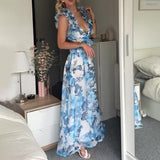 2024 Summer Dress Slim Light Luxury Sexy Floral Long Dress