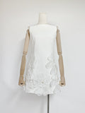 Sweet Pink Petal Spliced Sling Sling Waist Top Design Is Beautiful To Receive Short Waist Dress
