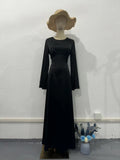 2024 New Waist-Skinny Strap Solid Long-Sleeved Long-Sleeved Dress Dress Dress Woman