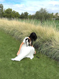 Gentle Temperament Ken Bean The Same Spring 2024 White Deep V Bow Tidial Sleeve Dress