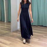 New 2024 Light Wind Style Waist Temperament Retro Comfortable Sleeveless Long Skirt