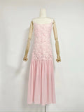 Dress Dress French Fresh Sweet Three-Dimensional Rose Flowers Spliced Chiffon Sling Dress Dress