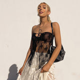 Lace T-Shirt Blouse 2025 Summer New Sexy Hottie Short Vest DJPT