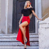 Fashion Three-Dimensional Flower Banding Half-Body Skirt Sexy Open Party Half-Dress Skirt
