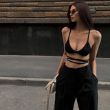 Women's Clothing 2025 Spring And Summer New Net Color Hanging Neck Strap Bare Back Short Hottie Vest DJPT