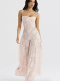 New Hot French Strapped Self-Repair Square Collar Exquisite Lace Dress HZ0628