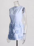 Temperament Famous Wind Dress 2025 New Sleeveless Tie Three-Dimensional Splicing Flowers Repair Dress Dress Woman