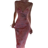 Girl Sexy Temperament Butterfly Sling Dress Fashionable Holiday Style Splicing Big Bare Back Hanging Neck V Collar Bag Buttice Skirt