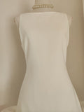 Sheath White Satin Holiday Dress Travel Vacation Dresses Short Birthday Dress SD1253