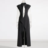 Street Style Shirt Dress 2025 Spring New Collar Heavy Industry Tie With Body-In-Body Temperament Dress Dress Woman