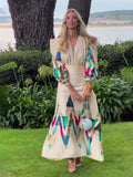 2024 New Printing Design Fashion Temperament Commuting Dress Dress Dress Woman