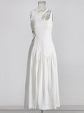 Sexy Wind Niche Design 2025 Summer Collar Hollow Folded Women's Dress In The Long Solid Color Folds
