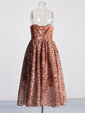 Wind Sling Skirt 2025 Summer New Sleeveless Chest Leopard Print Waist Dress Dress Dress Dress Woman
