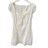 Retro Embroidered Hollow Dress Woman 2024 Spring And Summer New Pure Sexy Hottie Seaside Holiday Dress