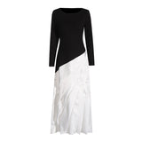 Temperament Long Dress Women's Dress 2025 Spring New Irregularly Pressed Folded Long-Sleeved Thin Dress Woman