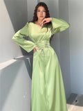 2024 New Strap To The Waist Long-Sleeved V-Neck To Repair The Famous Dress