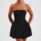 Sexy Breast-Thor-Waisted A Swing Dress Dress Woman 2025 New Temperament Dress DJPT