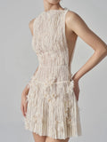 New Spring And Summer Vietnamese Small Sleeveless Waist Heavy Industry Famous Pressure Folding Short Dress