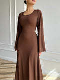 French Elegant U-Neck Solid-Colored Belted In Autumn 2024