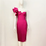 Summer 2025 Sexy One-Shoulder Banded Skirt With Lotus Leaf-Side Temperament Party Dress