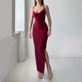 2025 New Solid Color Slingless Sleeveless Back Tie With Open Skirt