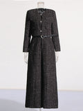 Temperament Commuting Style 2025 Summer New Fashion Small Fragrant Coat + Belt With Trousers Set