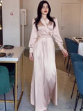 Temperament V-Neck 2024 Spring New Age Reduction Long-Sleeved Dress With Long-Sleeved