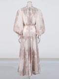 Temperament Court Style Dress 2025 New Print Single-Dlocked Long-Sleeved Summer Dress