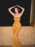 Vietnamese Handmade Three-Dimensional Petal Sling Skirt 2024 Autumn New Temperament Fish Bone Corset Corset Dress