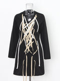 Fashion Trend Dress Women's Dress 2025 Spring New V-Neck Design Stitching Strap Strap To The Belt Short Skirt