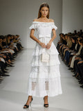 Holiday Style Dress 2025 Spring New Word Shoulder Tie With Thin Embroidery Temperament Fairy Dress