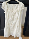 Retro Embroidered Hollow Dress Woman 2024 Spring And Summer New Pure Sexy Hottie Seaside Holiday Dress