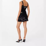 Women's New Slingless U-Necked Hot Diamond Shiny Miniskirt HZ0628