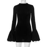 Women's Autumn Long Bubble Sleeves Elegant Wind Bag Hip Skirt DJPT