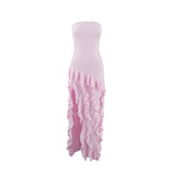 Summer Explosion Sexy Chest Repair Wooden Ear Side Open Temperament Evening Dress Dress Dress DJPT