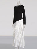 Temperament Long Dress Women's Dress 2025 Spring New Irregularly Pressed Folded Long-Sleeved Thin Dress Woman