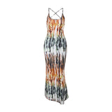 Tie Dyed Gradually Transgender Back Vacation Dress 2025 Summer New Sling Dress DJPT
