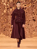 Wind Collar Tie With Waist Jacket Jacket + Wine Red Temperament A-Word Skirt Dress Suit Tide