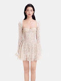 2025 Fang Tangsu Strap Horn Sleeve A-Sided Lace Embroidery Skirt