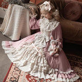 Design 20 New Cream OP Long-Sleeved Skirt Fresh Cute Lolita Sweet Soft Sister Dress 6123