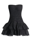Bohemian Retro Style 2025 Spring Breast-Wearing Sexy Body-Wearing Lotus Lace Side Lace-Side Women's Dress