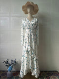 2025 Gentle Wind Small Fresh Flowers And Leaves Side Long Dress Woman